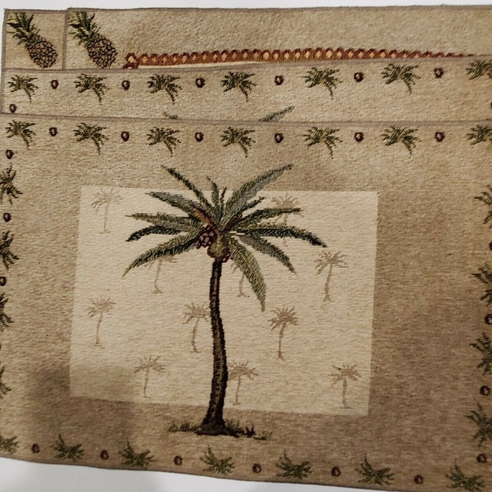 Palm Tree  Pineapple Woven Tapestry Look Place Mat